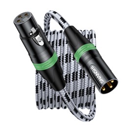 SNANSHI XLR Cables, Microphone Cable 3 Feet, Nylon Braided, Gold-Plated, Balanced XLR Male to Female Microphone Cable for Recording, Speaker, PA System, Home Studio - Green