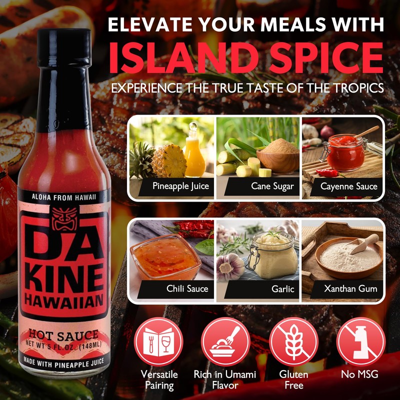 Da Kine Hawaiian Gourmet Pineapple Hot Sauce - Vegan &