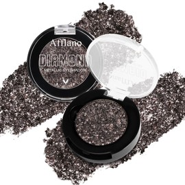 Black Glitter Eyeshadow - Highly Pigmented Iridescent Glitter Eye Black Shadow for Sensitive Eyes, Soft Fine Sparkly Smokey Eyeshadow, Long Lasting Multichrome Diamond Shimmer Eye Shadow, Talc Free