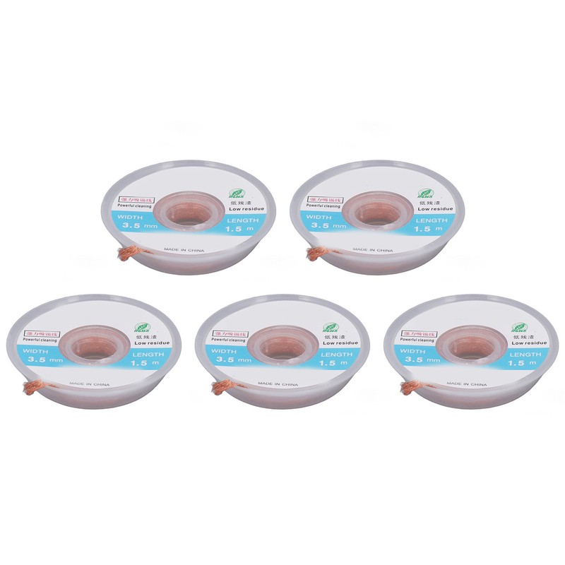 5Pcs Solder Wick Braid Copper 1.5m Length 3.5mm Width Set