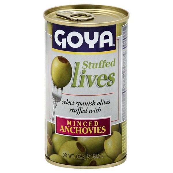 Goya Stuffed Olives Minced Anchovies 5.25 Ounces (Pack of 04)