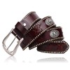 Laquest Western Men's Belt, Cowhide Leather, Concho, Knitted, Casual, 3.