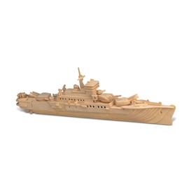 Puzzled 3D Puzzle Battleship Navy Ship Wood Craft Construction Kit Educational DIY Wooden Toy Assemble Model Unfinished Craft Hobby Navy Ship Puzzle to Build & Paint for Decoration 122 Pieces Pack