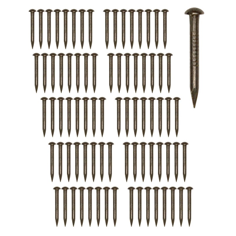 FUXXER® 50 x Antique Brass Design Round Head Nails, Vintage