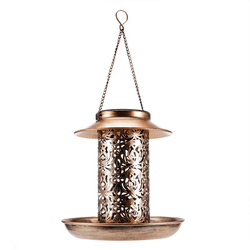 Solar Bird Feeder Solar Powered Garden Light Portable Hanging Hollow