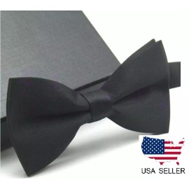 Unbranded New Tuxedo PreTied Black Bow Tie Satin Matching Adjustable Band Classic USA