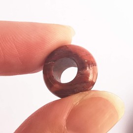 Manekieko Pack of 15 Natural Large Hole Loose Stone Rondelle Beads Crystals and Healing Stones, 6 mm DIY Jewellery Makings, Jasper