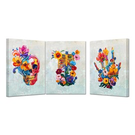 Artmyharbor Medical Office Wall Decor Anatomy Skull Print Colorful Paintign Wall Art
