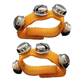 2 Pcs Multi Color Musical Rhythm Toys and Nylon Band Wrist Bell Ankle Bells Band Wrist Bell Wrist Foot Bell Instrument for Kids Baby Adult Best Holiday Birthday Party Gifts（Orange)
