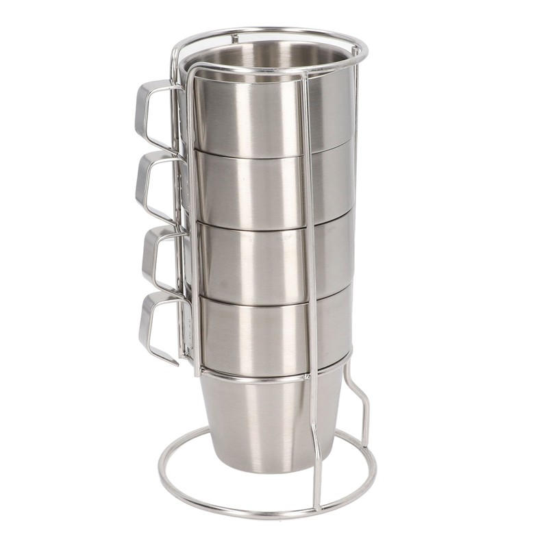 Stainless Steel Camping Cup Set of 4 Double Layer Coffee