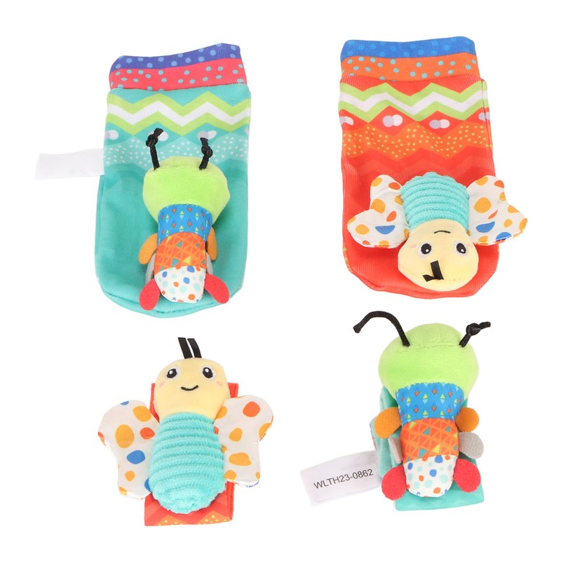 Baby Wrist Rattle Socks Set Soft Cute Cartoon Animal Hand