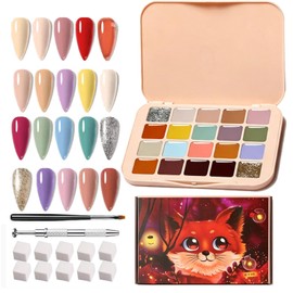 Pat Pat Gel Nail Polish Palette – 20 Colors Ombre Patting Gel Kit with 1 Metal Grabber Tool & 1 Gel Nail Brush & 100 Sponges, DIY Nail Art Kit for Beginners & Professionals