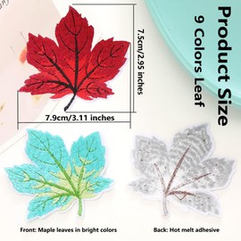 Yosaugar 9PCS Maple Embroidered Patches, 3.1x2.95 inch Big Colorful Leaves Iron on Patches Set for Clothing Jeans,Bags, Arts Crafts DIY (9pcs Maple)