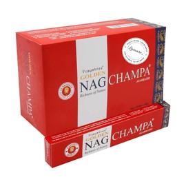 Vijayshree Golden Nag Champa - 12 Packs of 15g = 180g - Aromatherapy - Meditation - Spirituality - 100% Natural Eco Friendly