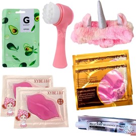 KIT MAQUILLAJE PARA PIEL PERFECTA CEPILLO LIMPIADOR FACIAL SKIN CARE CON MASCARILLAS DIADEMA Y CIDO FACIAL SET MAQUILLAJE SKIN CARE PARA PIEL BRILLANTE JUEGO DE MASCARILLAS CON CEPILLO PARA MUJERES