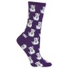 Hot Sox Women's Purple, Cat Crew Socks 1 Pair, Purple,