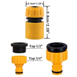 Garden Hose Connector Set with Hose End Quick Connectors and 2-in-1 Threaded Faucet Connector for Garden Watering, Car Wash, Washing Machine and More. (Yellow)