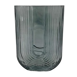 Bergamo Art 9 Inch Tall Decorative Handmade Glass U-Shape Flower Vase in Blue