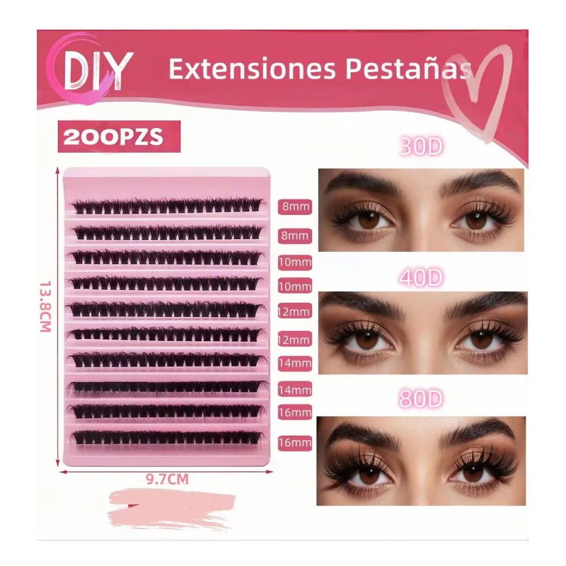 Pestañas Postizas Diy Curl D Mix 8-16mm 30d 40d 80d