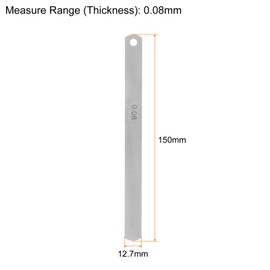 sourcing map 10pcs Mn Steel Feeler Gauge 0.08mm Thickness 150mm Length Metric Filler Thickness Gage Gap Measuring Tool Single Blade