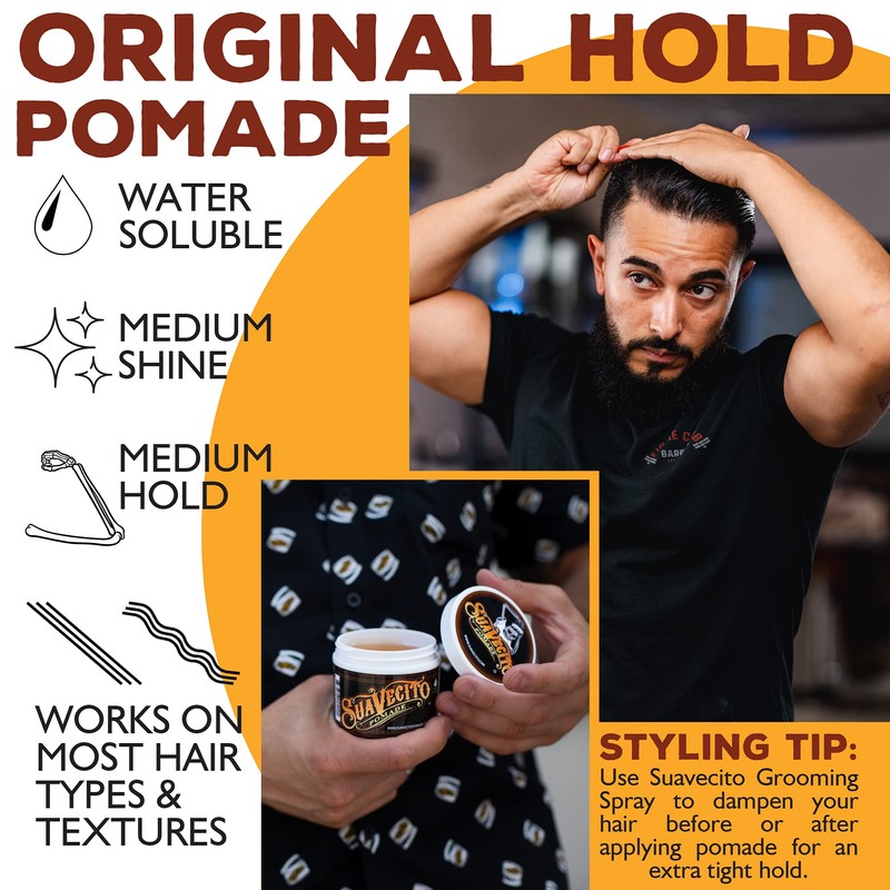 Suavecito Pomade Original Hold, Medium Hold Hair Pomade for Men,