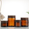 2 Packs 150ml 5oz Amber Glass Jars with Black Wood