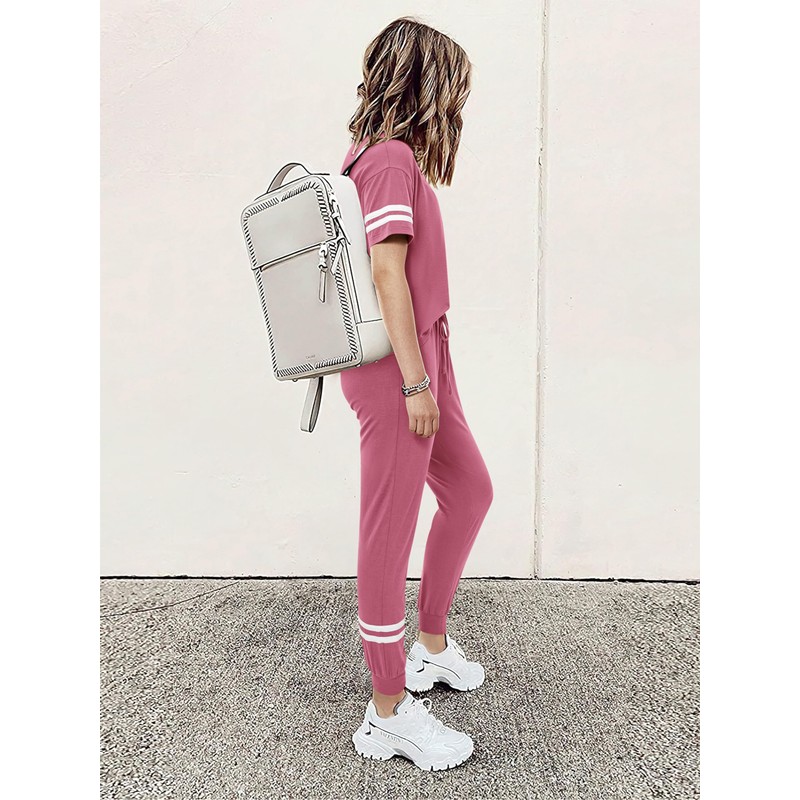 MASCOMODA Womens Two Piece Outfits 2025 Summer Short Sleeve Quarter