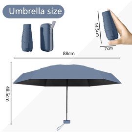 Sykerout Umbrella, Mini Umbrella, Pocket Umbrella, Compact Umbrella, Mini Foldable Travel Umbrella, Small with Case, UV Umbrella, darkblue