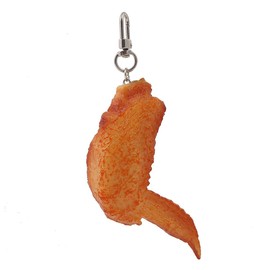YFEIQI Funny Imitation Food Keychain, Grilled Chicken Leg/Chicken Wing and Hot Dog Creative Keyring,Photography Props Ornament, Food Model Keychain Accessories (Wing)