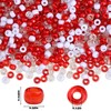 LAIDANLA 1000pcs Red and White Pony Beads for Bracelet and