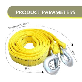 Diamall Car Tow Strap with Hooks, 20Ft Nylon Emergency Recovery Towing Strap, 30000 lbs Heavy Duty Reflective Tow Rope with Forged D-Ring Hooks, Cars Trucks Boat Emergency Accessories (Yellow)