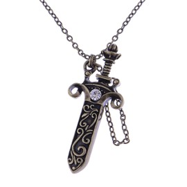 Alilang Antique Fantasy Medieval Renaissance Removable Scabbard Rune Sword Dagger Pendant Necklace