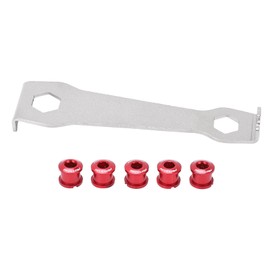 Chainring Screws & Screw Wrench Kit, Corrosion Resistant Single Chainring Screws with Mounting Wrench for Road Bike Bicycle Single Chainring (Red)