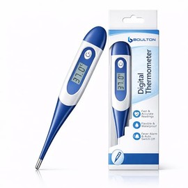 Boulton Digital Thermometer for Adults & Kids - Oral Thermometer Adults Kids Babies with Fast Accurate Readings - Switchable Body Temperature Thermometers Underarm and Rectal Fever Checker