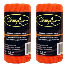 Stringliner 35059 Mason’s Line Replacement Rolls – 1/8 Lb. #18 Construction Replacement Roll Braided FL Orange 125'. (2 Pack)