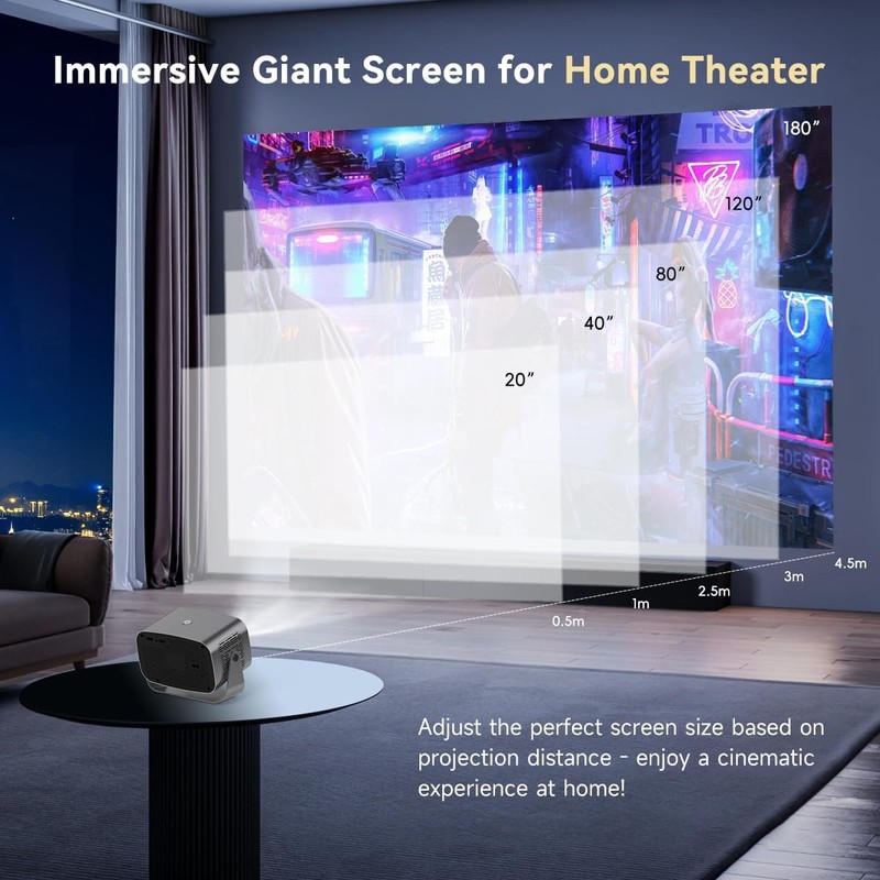 Smart Mini Projector with WiFi 6 and Bluetooth, Android 13