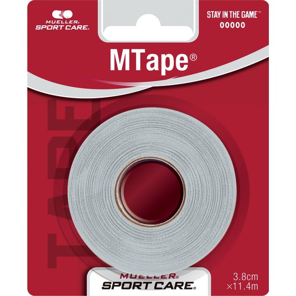 Mueller 430829 Medium Tape Team Color Blister Pack Gray 38mm Mtape Team Color Blister Pack Gray [1 Pack] Non-Elastic Cotton Tape Gray 38mm