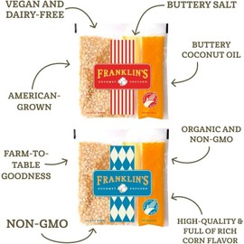 Franklin’s Gourmet Popcorn All-In-One Popcorn Packs for Popcorn Machine - 4oz Pack of 10 - Made in USA - Packs of Corn Kernels with Buttery Salt & Oil