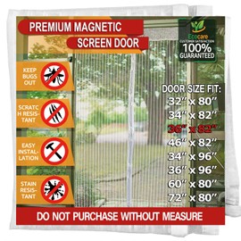 TheFitLife Magnetic Fly Screens for Doors - Heavy Duty Mesh Curtain with Full Frame Hook and Loop Powerful Magnets That Snap Shut Automatically