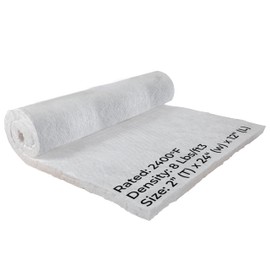 Ceramic Fiber Insulation Blanket - 2" Thick x 24” x 12" - 2400F 8# - High Temperature Fire Proof Insulation Baffle for Stove, Forge, Furnace, Kiln, Chimney, Boiler, Fire Brick, Fireplace, Pizza Oven