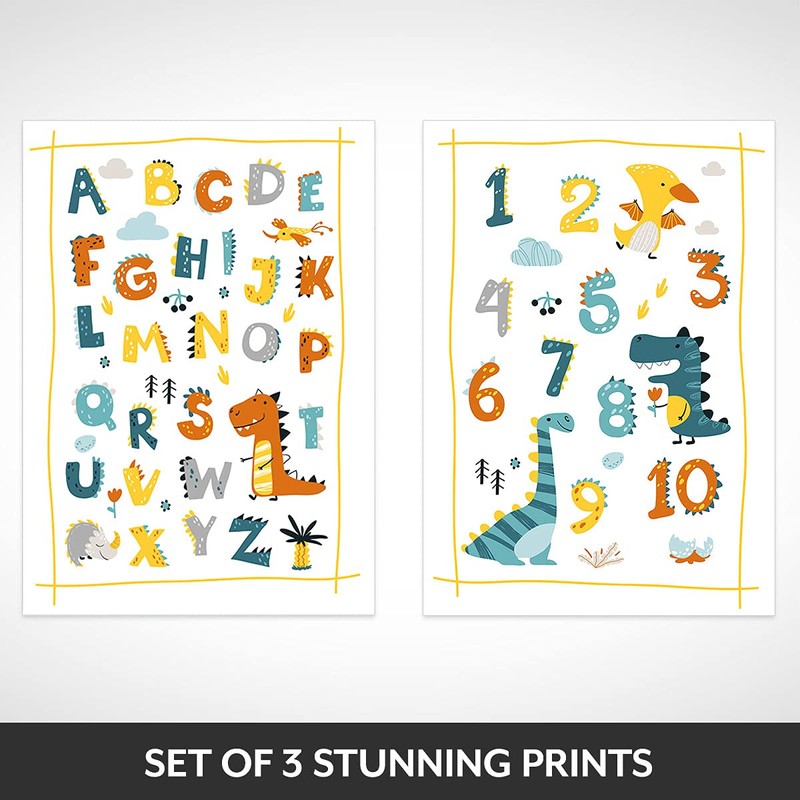 A4 Large Dinosaur Posters and Alphabet Chart - Little Boys