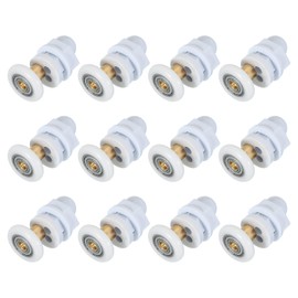 sourcing map 23mm Shower Door Rollers, Sliding Shower Doors Runners Wheels Replacement Copper Rod Pulley for Bathroom Glass Doors 4-6mm, White 12 Pcs