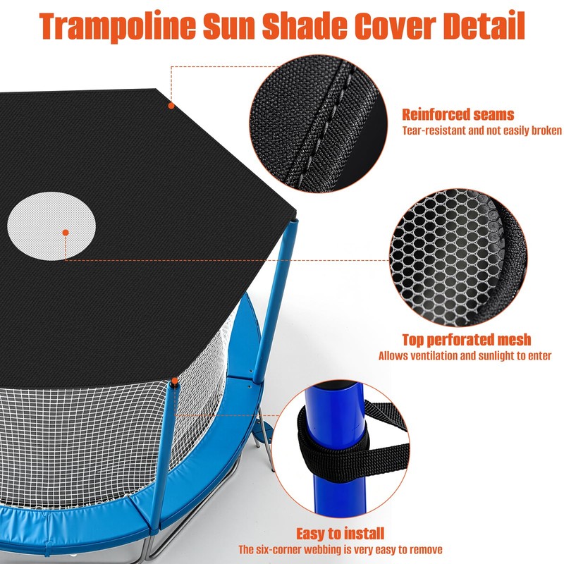 Trampoline Shade Cover with Hole,8FT Waterproof Trampoline Top Cover Fits
