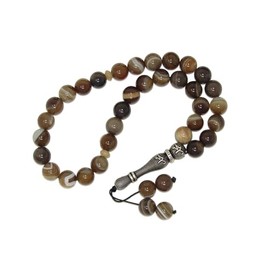 W50 Loose String Greek Komboloi Prayer Beads Worry Beads 10mm Agate Gemstone and Sterling Silver Handmade Design by Jeannieparnell