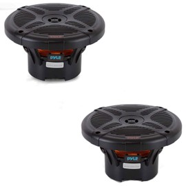 Pyle 6.5 Inch Bluetooth Marine Speakers - 2-way IP-X4 Waterproof and Weather Resistant Outdoor Audio Dual Stereo Sound System with 600 Watt Power and Low Profile Design - 1 Pair - PLMRBT65B (Black)