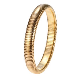 Flongo Thick Elastic Bracelet for Women: Stainless Steel Stretch Bracelets Jewelry Bangle Bracelets Christmas Valentine's Day Gifts for Women Girls Girlfriend, Stainless Steel