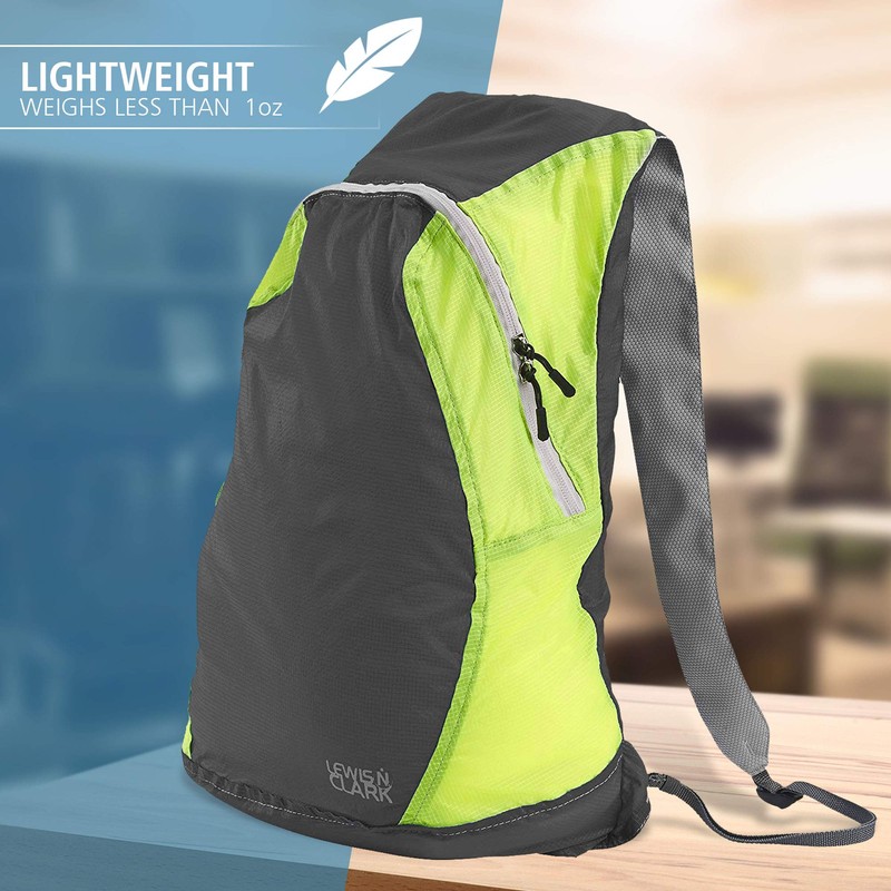 Lewis N. Clark Electrolight Backpack, Charcoal/Neon Lemon (Yellow) - 1101