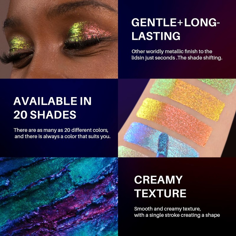 CHARMACY Liquid Duochrome Eyeshadow, Metallic Eye Looks, Long Lasting Glitter