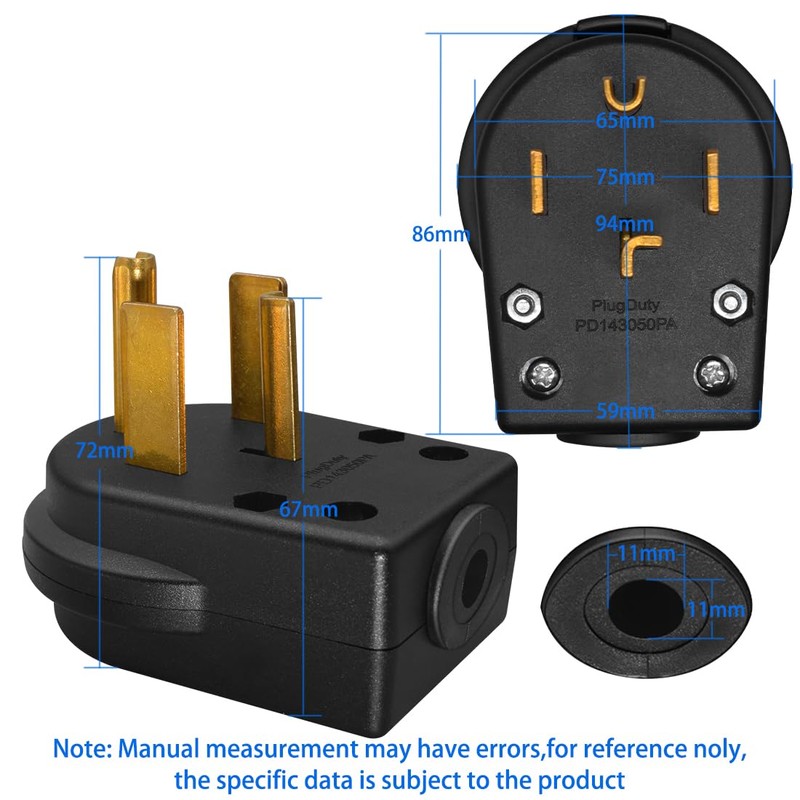 JORINDO Right Angle Nema 14-30P 30A 250V AC Plug,3 Pole