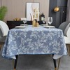 LIBERECOO Vinyl Tablecloth with Flannel Backing –Indigo Botanical Charm, Waterproof,
